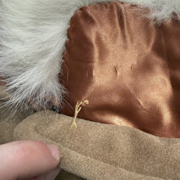 Vintage 60s lorendale by bromleigh union made Tan Longline Coat Faux Fur Collar - Picture 8 of 9